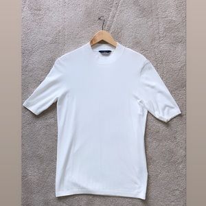 White Cotton-Feel Short Sleeve Shirt